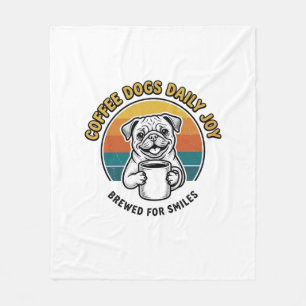 Kaffee-Hund-Shirt Vintage graviertes Pup-Mug-Desig Fleecedecke