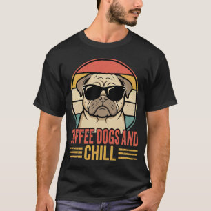 Kaffee Hunde und Chill Retro Mops T-Shirt