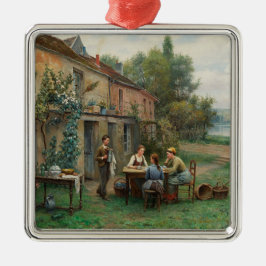 Kaffee im Garten trinken (Französische Landschaft) Ornament Aus Metall