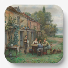 Kaffee im Garten trinken (Französische Landschaft) Pappteller