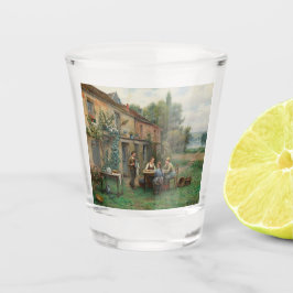 Kaffee im Garten trinken (Französische Landschaft) Schnapsglas