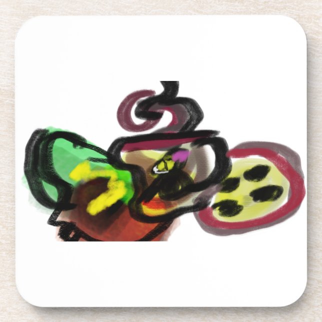 Kaffee im Herbst Getränkeuntersetzer (Vorderseite)