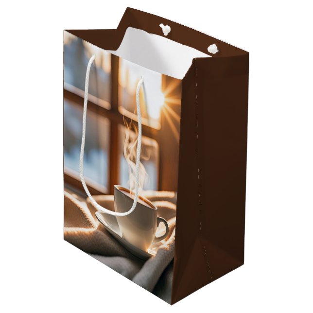 Kaffee im Winter Mittlere Geschenktüte (Vorderseite Schrägansicht)