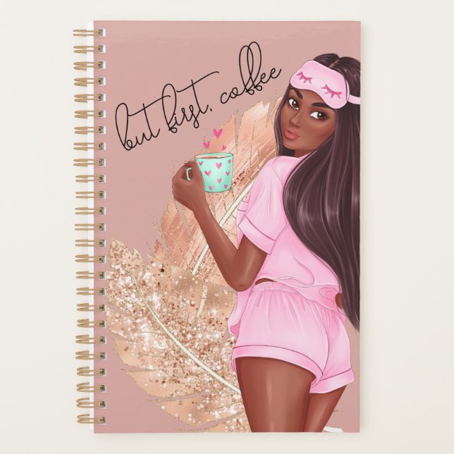 Kaffee Imitate Glitzer Girl Haar Braun Rose Rosa Planer (Vorderseite)