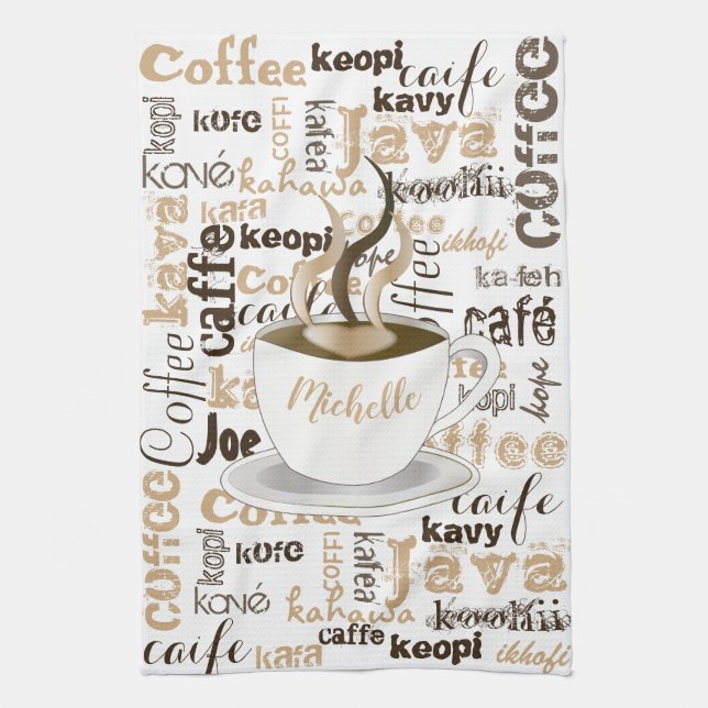 Kaffee in aller Welt Geschirrtuch (Vertikal)