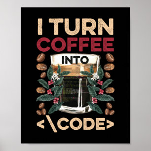 KAFFEE IN CODE Fun Web Developers Coding Poster