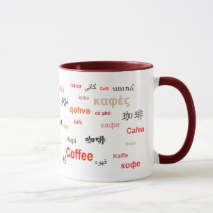 Kaffee in den verschiedenen Sprachen (rot) Tasse