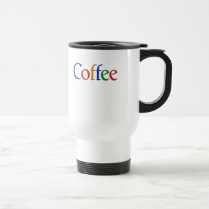Kaffee in Google-Schrift-Tasse Reisebecher