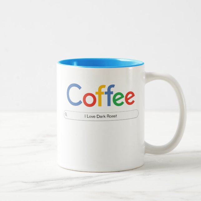 Kaffee in Google Schriftart Zwei-Tone-Kaffee-Tasse Zweifarbige Tasse (Rechts)