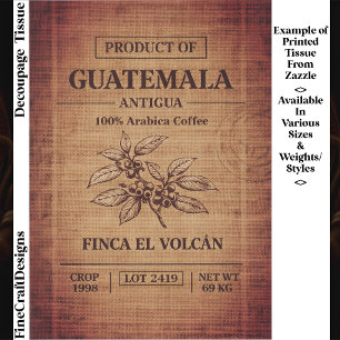 Kaffee Info Text Auf Jute Sack Bag FD5 Decoupage Seidenpapier