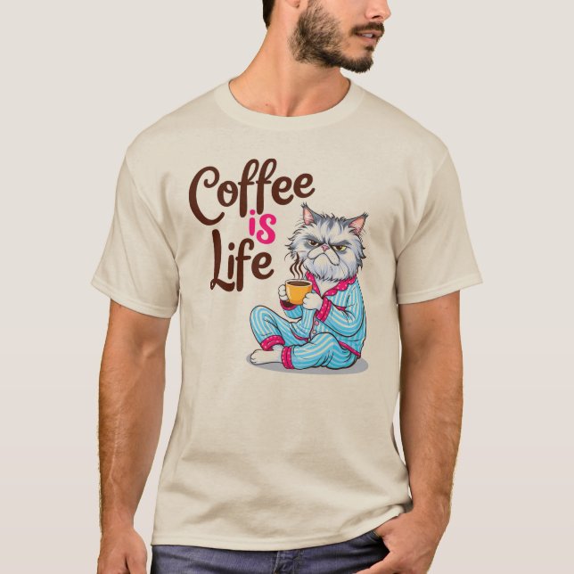 Kaffee ist das Leben mit Grumpy Cat Shirt (Vorderseite)