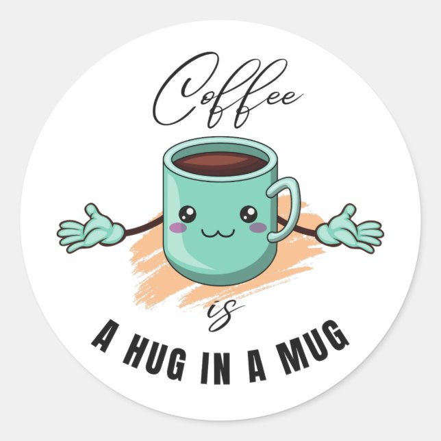 Kaffee ist ein Schluck in einer Tasse Zitat für Ka Runder Aufkleber (Vorderseite)
