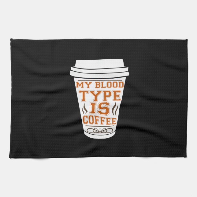 Kaffee ist mein Bluttyp Kaffee Geschirrtuch (Horizontal)