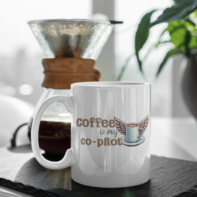 Kaffee ist mein Co-Pilot Kaffeetasse (Von Creator hochgeladen)