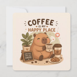 Kaffee Ist Mein Glücklicher Ort Cute Capybara Kaff Einladung