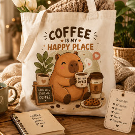 Kaffee ist mein glücklicher Ort Süße Capybara Kaff Tasche