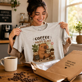 Kaffee ist mein glücklicher Ort Süße Capybara Kaff Tri-Blend Shirt