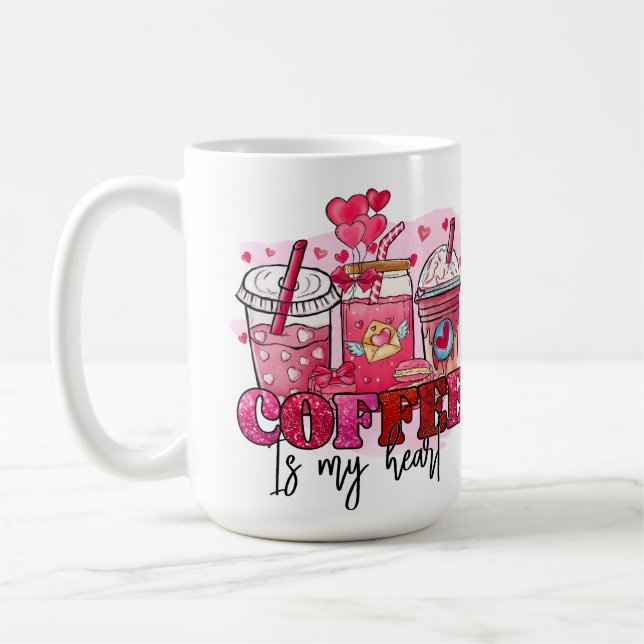 KAFFEE IST MEIN HERZER VALENTINSTAG KAFFEETASSE (Links)
