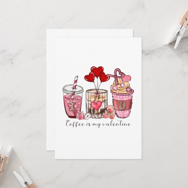 Kaffee ist mein Valentine Einladung (Vorderseite/Rückseite Beispiel)