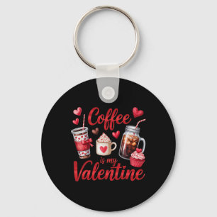 Kaffee ist mein Valentinsherz-Cupcake-Eiskaffee Schlüsselanhänger