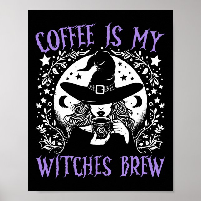 Kaffee ist meine Hexen Brew Retro Halloween Br Poster (Vorne)