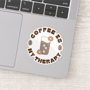 Kaffee ist meine Therapie Retro Aufkleber