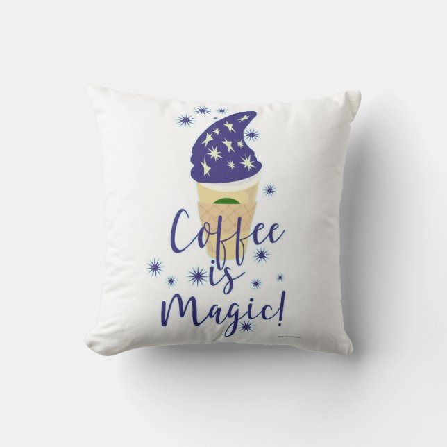 Kaffee ist Zaubergetränk Koffein Cartoon Slogan Kissen (Vorderseite)