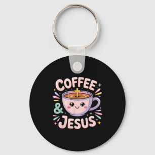 Kaffee & Jesus Christlicher Glaube Tasse Kreuz Schlüsselanhänger