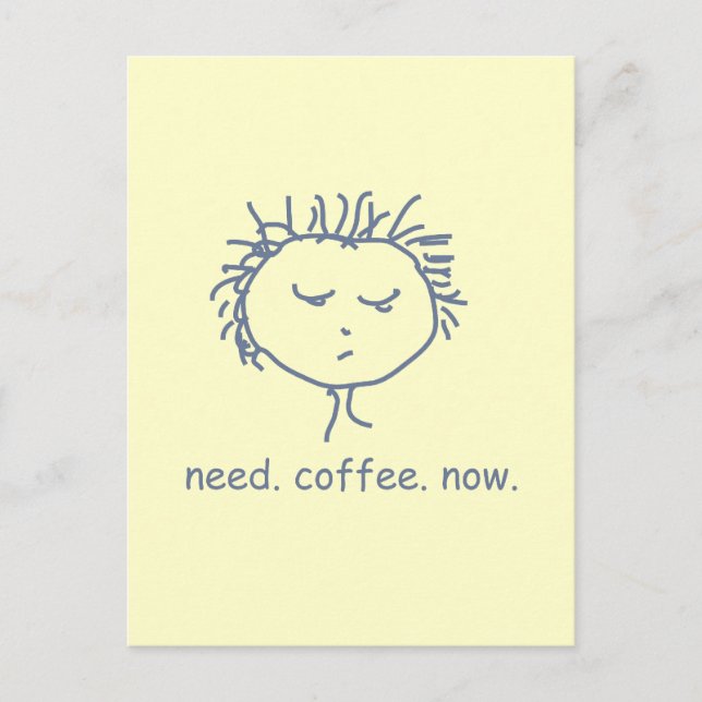 Kaffee jetzt Postkarte benötigen (Vorderseite)