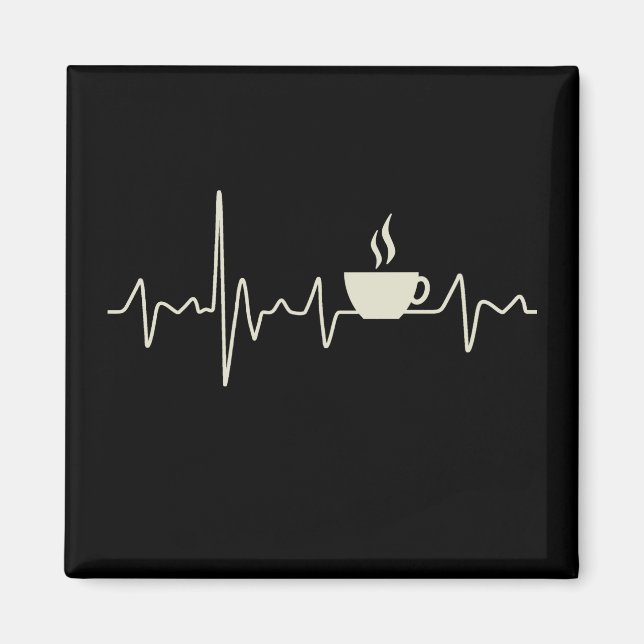Kaffee-Junkie-Espresso-Design mit Herzschlag Magnet (Vorne)