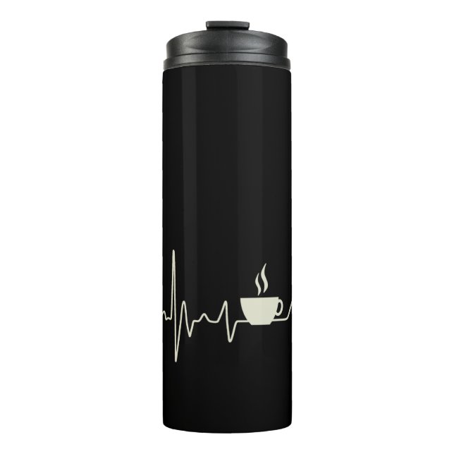 Kaffee-Junkie-Espresso-Design mit Herzschlag Thermosbecher (Vorderseite)