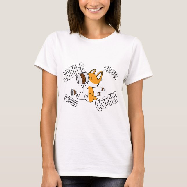Kaffee Kaffee Kaffee Corgi Premium T-Shirt (Vorderseite)