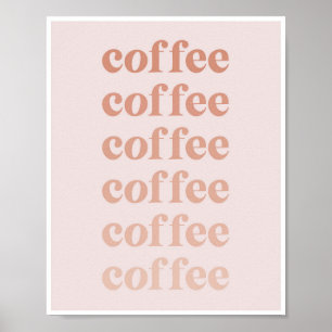 Kaffee Kaffee Kaffee Pink Fade Vintag Retro Schrif Poster