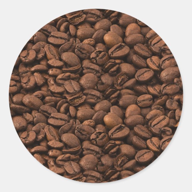 Kaffee, Kaffeebohnen, Arabica-Kaffee, Schwarzer Ka Runder Aufkleber (Vorderseite)