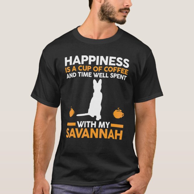 Kaffee Katze Savannah T-Shirt (Vorderseite)