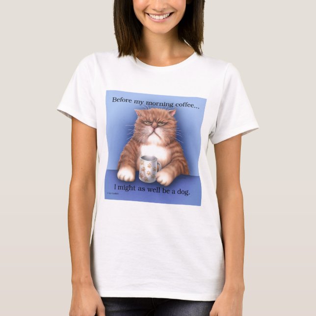 Kaffee-Katze T-Shirt (Vorderseite)