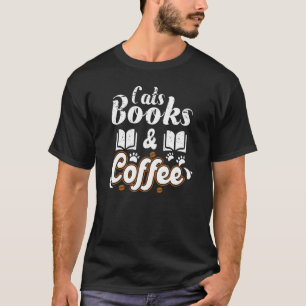 Kaffee Katzen Bücher & Kaffee Spaß Lesen Buch Pfot T-Shirt