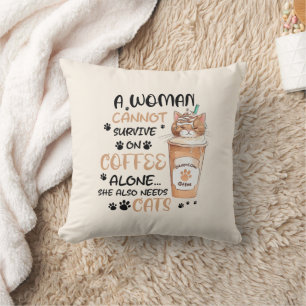 Kaffee & Katzen - Niedliche Kawaii Kunst Kissen