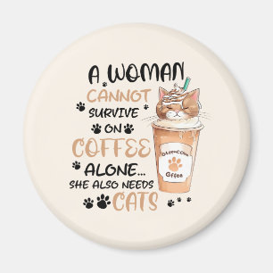 Kaffee & Katzen - Niedliche Kawaii Kunst Magnet