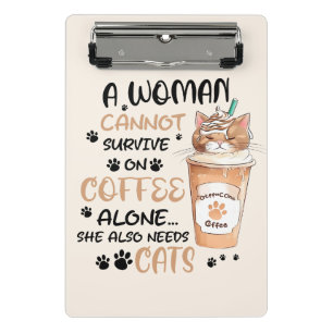Kaffee & Katzen - Niedliche Kawaii Kunst Mini Klemmbrett