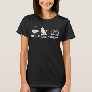 Kaffee-Katzen und Bücher T-Shirt