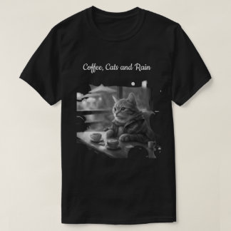 Kaffee Katzen und Regen Café Katze T-Shirt