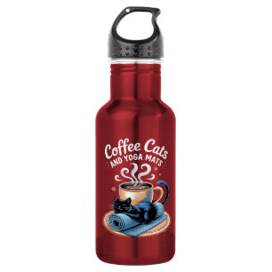 Kaffee Katzen und Yoga Matten Lustige Katze Yoga Edelstahlflasche