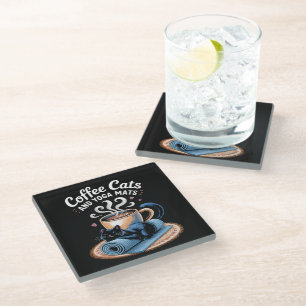 Kaffee Katzen und Yoga Matten Lustige Katze Yoga Glasuntersetzer