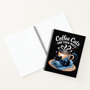 Kaffee Katzen und Yoga Matten Lustige Katze Yoga Notizbuch