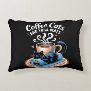 Kaffee Katzen und Yoga Matten Lustige Katzen Yoga Dekokissen