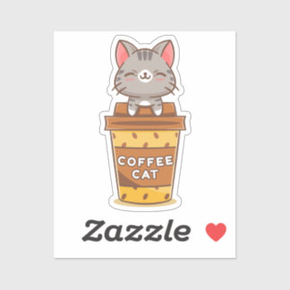 Kaffee-Katzenaufkleber Aufkleber