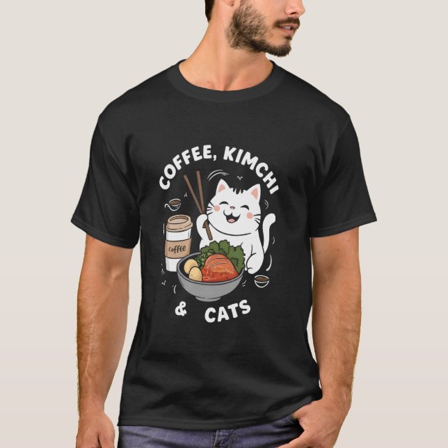 Kaffee Kimchi Katzen T-Shirt (Vorderseite)