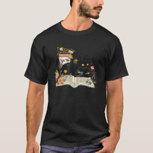 Kaffee Kitty Katze und Buchliebhaber Leser Geschen T-Shirt