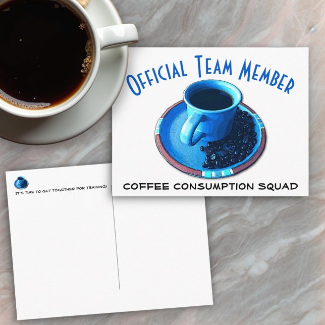 Kaffee-Konsument-Squad zusammenkommen Postkarte (post card front and back)